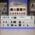mostrador de vidrio tienda móvil diseño de interiores