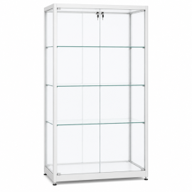 Vitrina expositora 4 estantes 80x40x180cm marco aluminio blanco